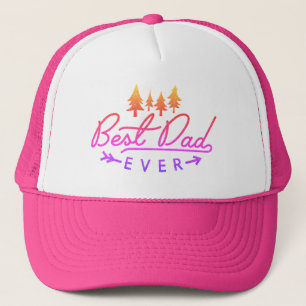 Best Dad Ever Green Vintage Typography with Trees Trucker Hat