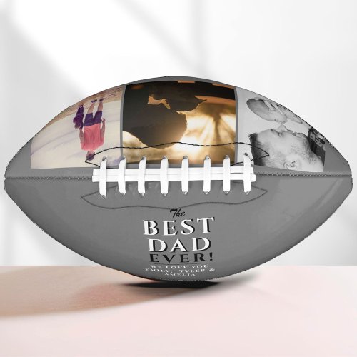 Best Dad Ever Grey Fathers Day 3 Photo Collage  Football