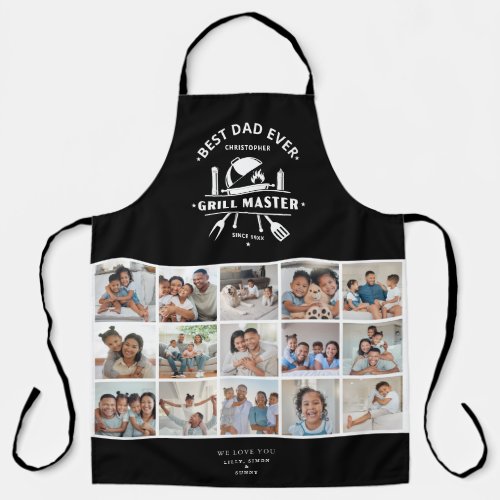 Best Dad Ever Grill Master 15 Photo Collage Grid Apron