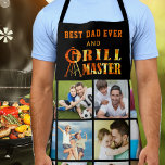 BEST DAD EVER GRILL MASTER 16 Photo Collage Names Apron<br><div class="desc">Personalized BBQ grill apron for the BEST DAD EVER and GRILL MASTER. Personalize by changing the sample title BEST DAD EVER and adding custom text along the bottom hem (delete sample text to leave blank). The fire and flames typography GRILL MASTER design can complement your title like BEST DAD, #1...</div>