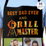 BEST DAD EVER GRILL MASTER 16 Photo Collage Names Apron<br><div class="desc">Personalized BBQ grill apron for the BEST DAD EVER and GRILL MASTER. Personalize by changing the sample title BEST DAD EVER and adding custom text along the bottom hem (delete sample text to leave blank). The fire and flames typography GRILL MASTER design can complement your title like BEST DAD, #1...</div>