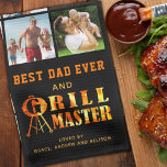 BEST DAD EVER GRILL MASTER 20 Photo Collage Names Kitchen Towel<br><div class="desc">Personalized BBQ kitchen towel for the BEST DAD EVER and GRILL MASTER featuring an easy-to-upload photo collage template with 20 square pictures and a fire and flames typography GRILL MASTER design on your choice of background color (shown in black). The title is editable to change as desired like BEST DAD,...</div>