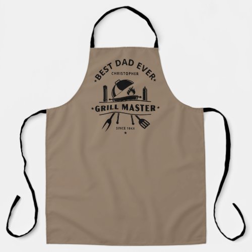 Best Dad Ever Grill Master Chef Rustic Brown Black Apron