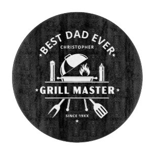Best Dad Ever   Grill Master Custom Black & White Cutting Board