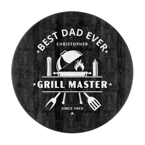 Best Dad Ever | Grill Master Custom Black & White Cutting Board