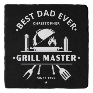 Best Dad Ever Grill Master   Custom Black & White Trivet
