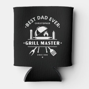 Best Dad Ever Grill Master Fathers Day Black Can Cooler