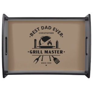 Best Dad Ever Grill Master Father's Day Rustic Serving Tray