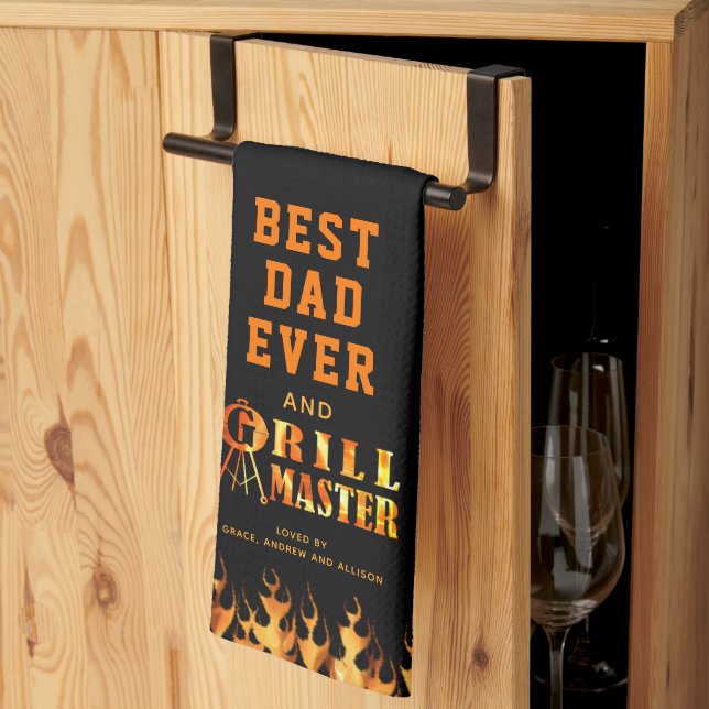 BEST DAD EVER GRILL MASTER Personalized Kitchen Towel (Thirds Fold)