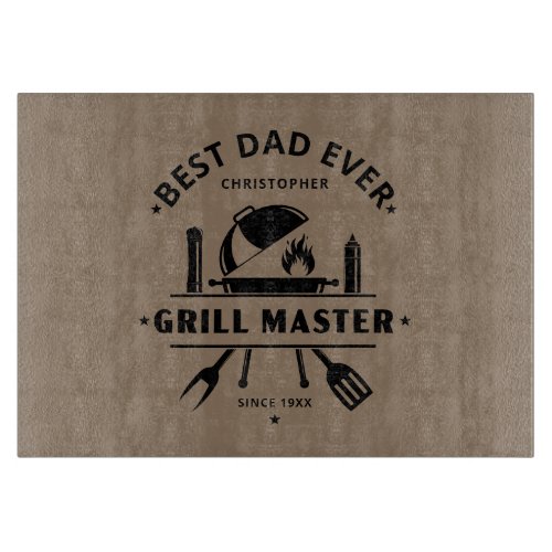 Best Dad Ever | Grill Master Rustic Brown & Black Cutting Board