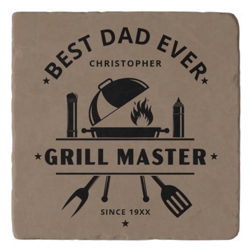 Best Dad Ever Grill Master | Rustic Brown & Black Trivet