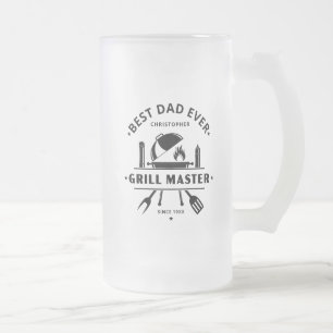 Best Dad Ever Grillmaster Black Beer Frosted Glass Beer Mug