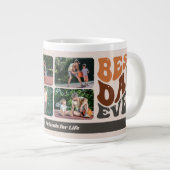 Best Dad Ever Groovy Retro Typography and 4 Photo Giant Coffee Mug (Front Right)