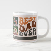 Best Dad Ever Groovy Retro Typography and 4 Photo Giant Coffee Mug (Right)
