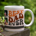 Best Dad Ever Groovy Retro Typography and 4 Photo Giant Coffee Mug<br><div class="desc">Best Dad Ever 4 photo coffee mug - fun and useful gift for dad for father's day etc. The design is lettered in groovy retry typography and the template is set up for you to add four of your favorite photos and your custom text on the bottom, such as kids...</div>