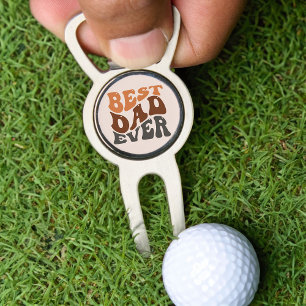 Best Dad Ever Groovy Retro Typography Tan Divot Tool
