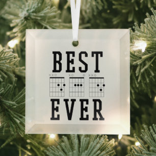 Best Dad Ever Guitar Chords Father's day Gift Glass Ornament