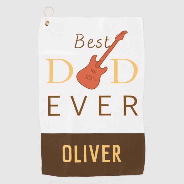 Best Dad Ever Guitar Custom Name Gift Father’s Day Golf Towel (Front)