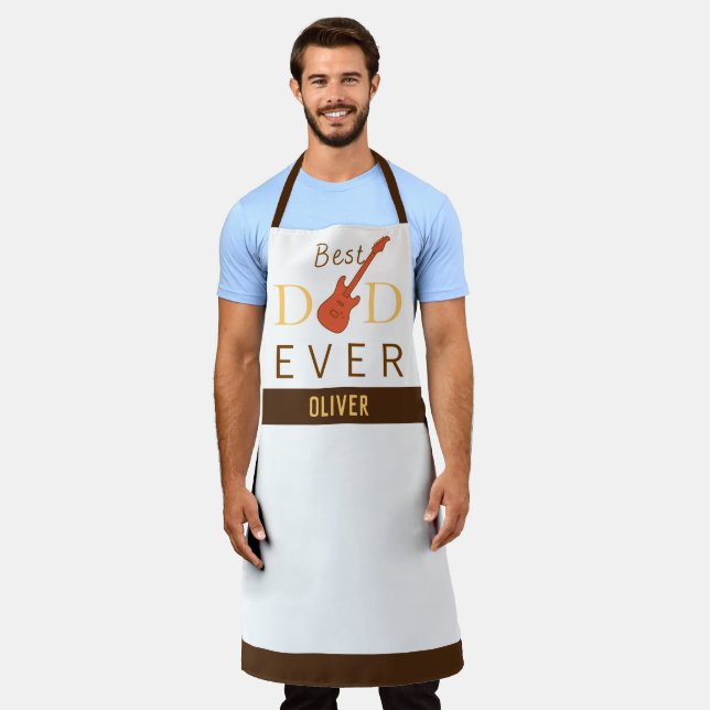 Best Dad Ever Guitar Custom Name Gift Father's Day Apron (Worn)