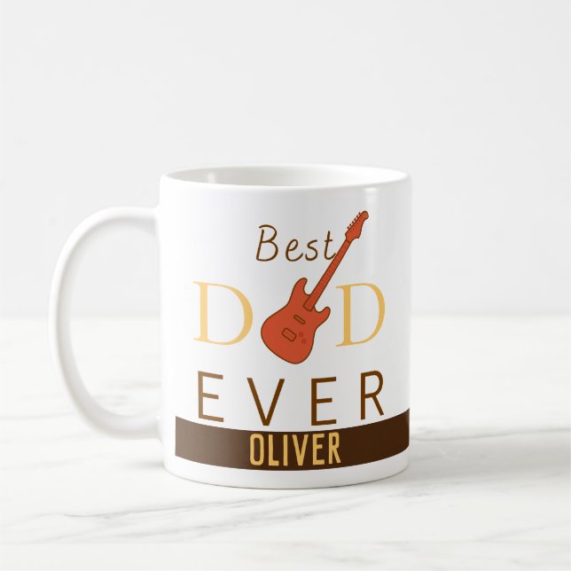 Best Dad Ever Guitar Custom Name Gift Father's Day Coffee Mug (Left)