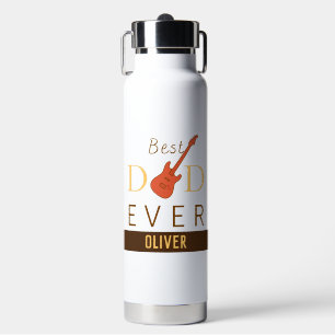 Best Dad Ever Guitar Custom Name Gift Father's Day Water Bottle