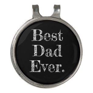Best Dad Ever Hand Drawn Typography Black Golf Hat Clip