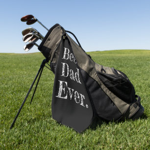 Best Dad Ever Hand Drawn Typography Black Golf Towel