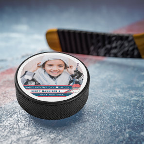 Best Dad Ever | Hand Lettered Photo Hockey Puck
