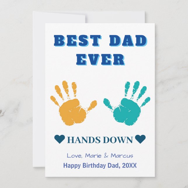 Best Dad Ever Hands Down Birthday Holiday Card (Front)