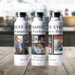 Best Dad Ever Happy Father`s Day 5 photo collage Water Bottle<br><div class="desc">Modern contemporary Happy Father's Day BEST DADDY EVER five family photo collage keepsake simple white and black water bottle with a bold typography script template. Create your own with 5 family pictures and your text! You can change the colors of text and background. It can be a cute personalized gift...</div>