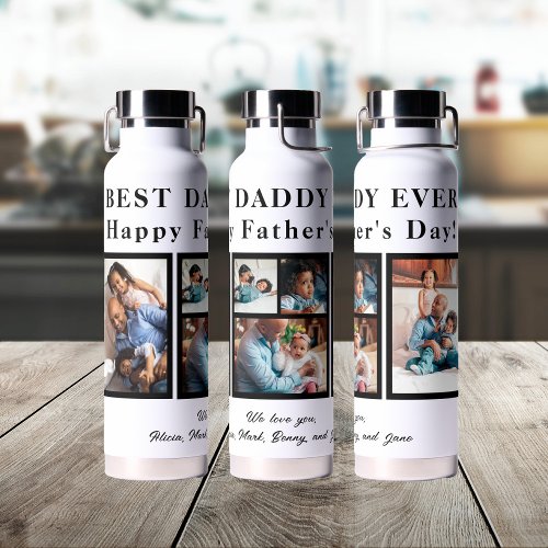 Best Dad Ever Happy Fathers Day 5 photo collage Water Bottle
