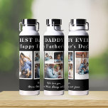 Best Dad Ever Happy Father`s Day 5 photo collage Water Bottle<br><div class="desc">Modern contemporary Happy Father's Day BEST DADDY EVER five family photo collage keepsake simple black and white water bottle with a bold typography script template. Create your own with 5 family pictures and your text! You can change the colors of text and background. It can be a cute personalized gift...</div>