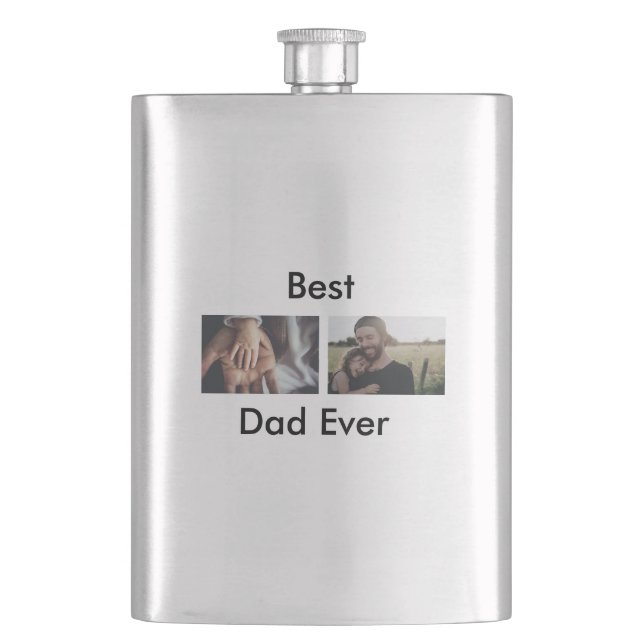 best dad ever happy father's day add your photo  flask (Front)