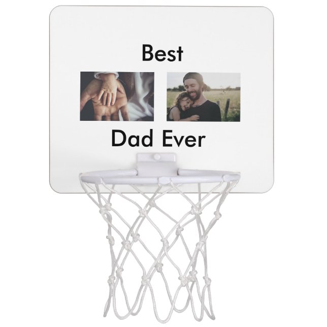 best dad ever happy father's day add your photo  mini basketball hoop (Front)