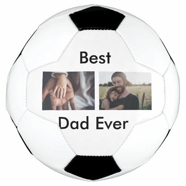 best dad ever happy father's day add your photo  soccer ball (Front)