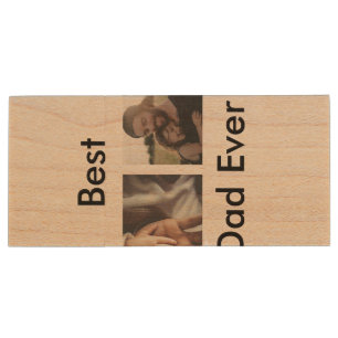 best dad ever happy father's day add your photo  wood flash drive