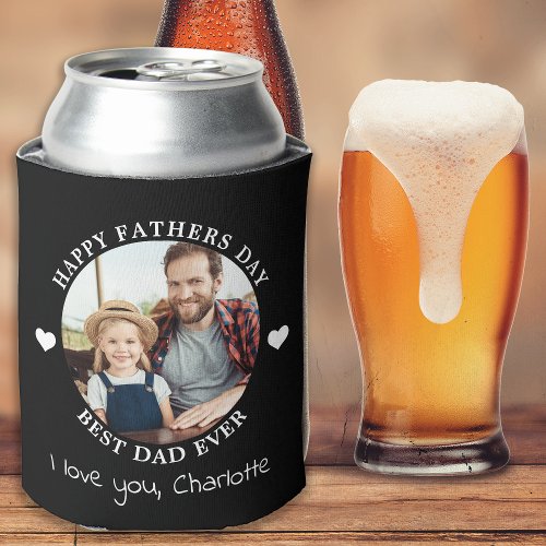 Best Dad Ever Happy Fathers Day Custom 2 Photo Can Cooler
