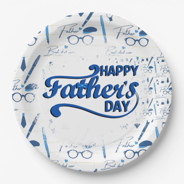Best Dad Ever, Happy Father's Day Paper Plate (Front)