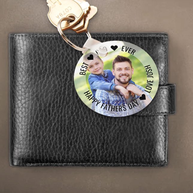 Best Dad Ever Happy Fathers Day Photo Personalized Keychain (Creator Uploaded)