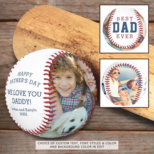BEST DAD EVER Happy Fathers Day Two Photos Baseball