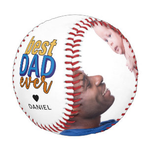 Best Dad Ever Hearfelt Custom Photo Baseball