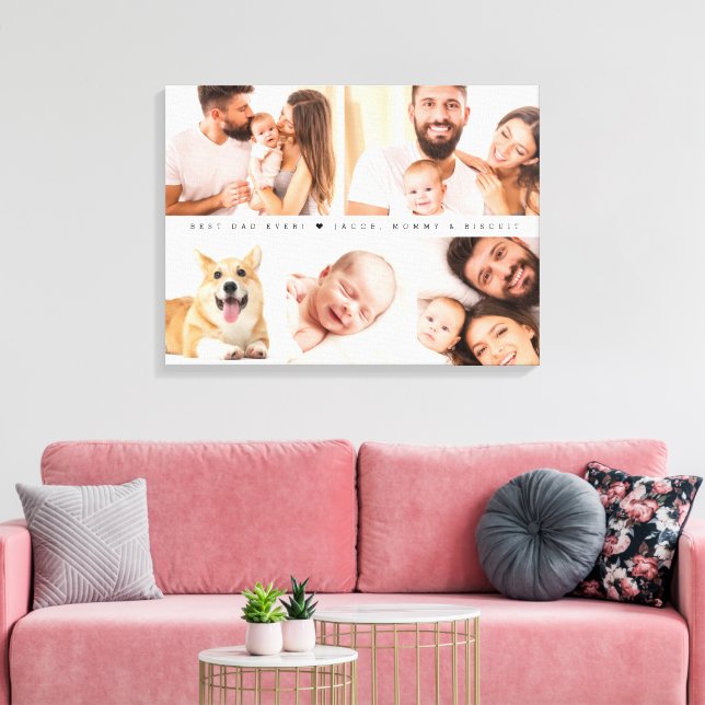 Best Dad Ever Heart Custom Photo collage Canvas Print (Insitu(LivingRoom))