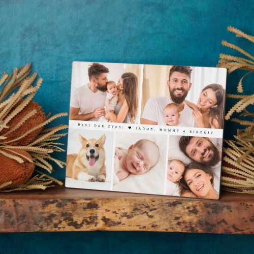 Best Dad Ever Heart Custom Photo Grid Plaque