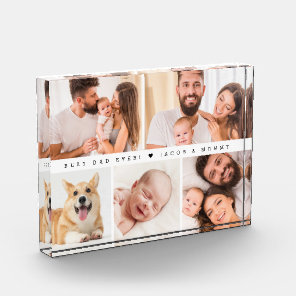 Best Dad Ever Heart Family Photo collage Acrylic Award