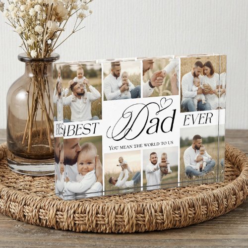 Best Dad Ever Heart Family Photo Collage keepsake Block