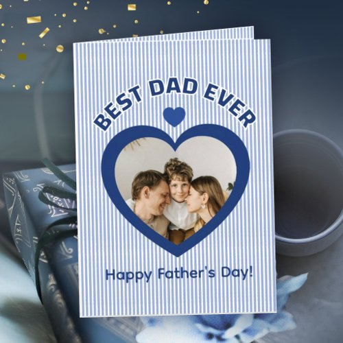 Best Dad Ever Heart Photo Card Minimalist Template