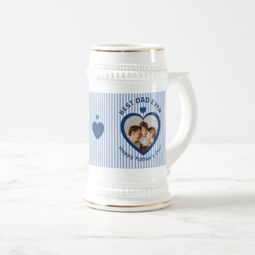 Best Dad Ever Heart Photo Card Minimalist Template Beer Stein