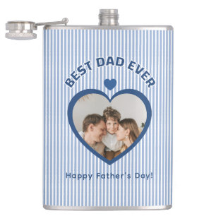 Best Dad Ever Heart Photo Card Minimalist Template Flask