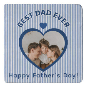 Best Dad Ever Heart Photo Card Minimalist Template Trivet