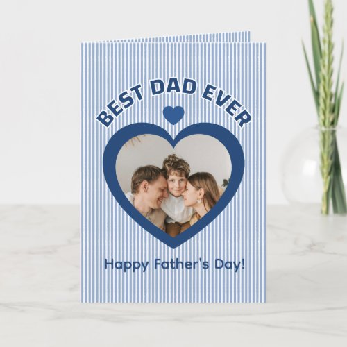 Best Dad Ever Heart Photo Minimalist Holiday Card